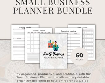 Planner voor kleine bedrijven | Afdrukbare business organizer, financiële tracker en marketingplanner voor ondernemers | Bewerkbaar