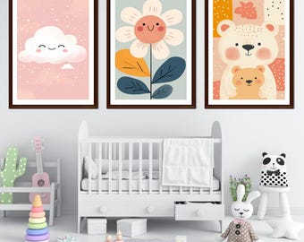 Nursery Wall Art Prints Bundle | 100+ Printable Kids Room Prints | Baby Girl & Boy Decor | A3 A4 A5 Digital Download Posters