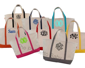Monogrammed Large Boat Tote- Canvas-  Boat Totes -Personalized Tote - Beach Bag - Bridesmaid Gift