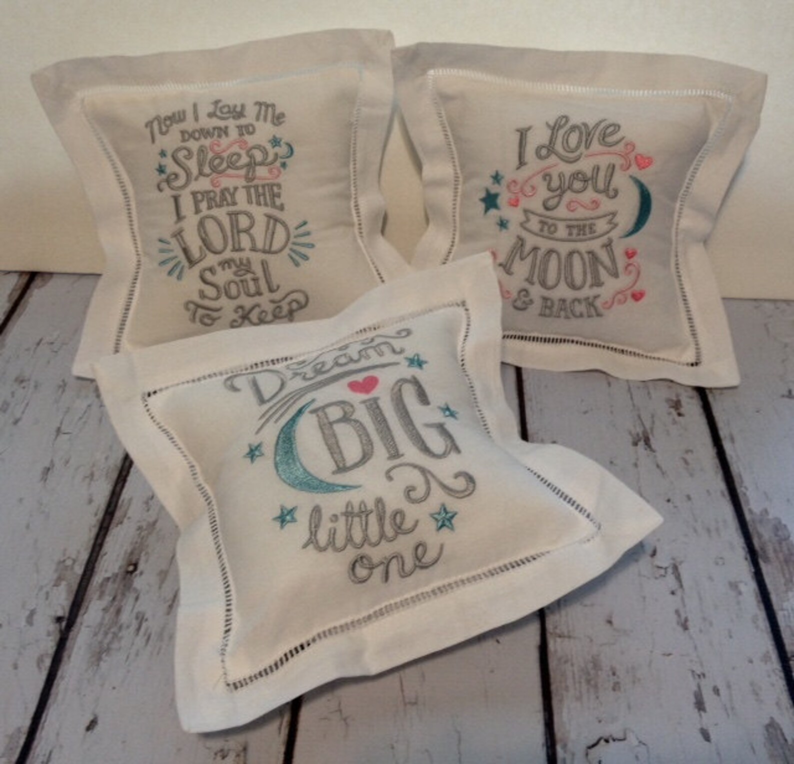 Linen Baby Nursery Embroidered Pillows 8 X 8 Machine Etsy