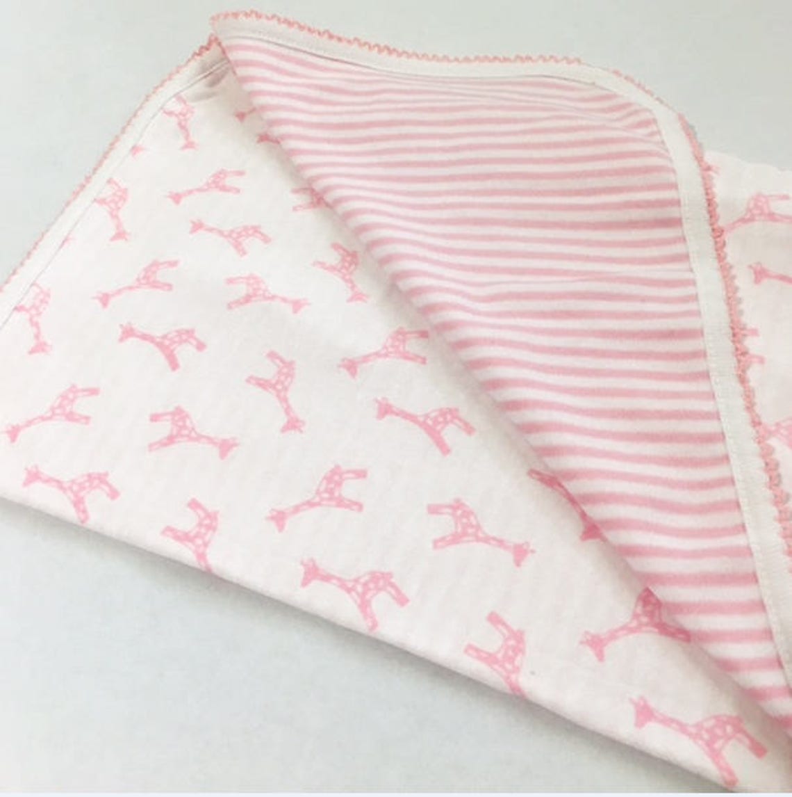 Baby Blanket Pink Giraffe Monogrammed Mud Pie Baby Etsy