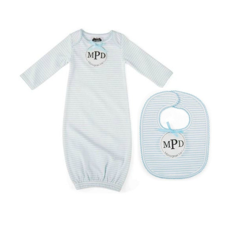 Infant/Baby Boy Gown Monogrammed Matching Bib Coming Home Etsy