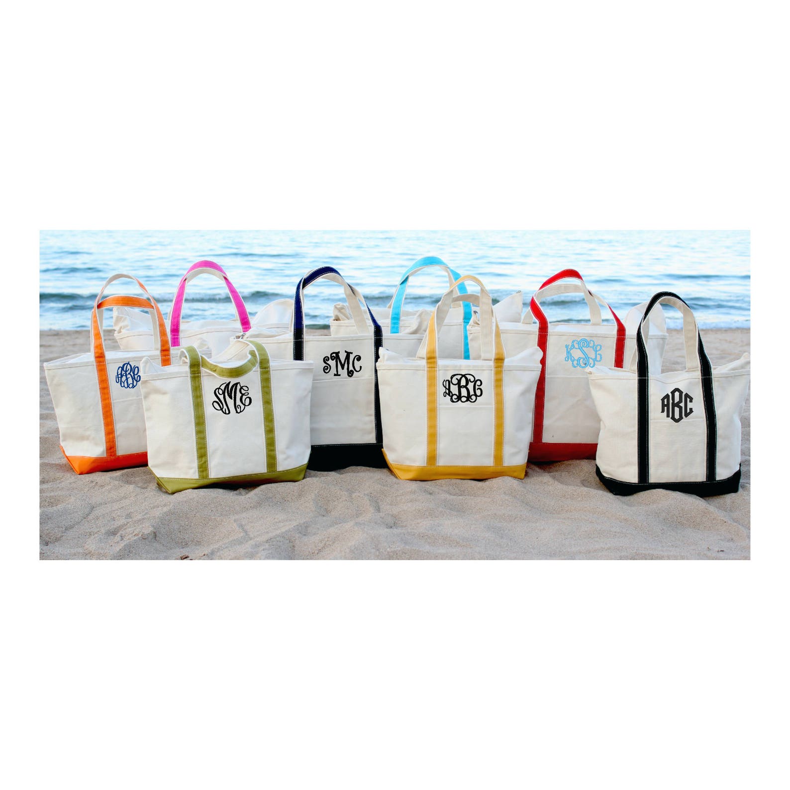 Monogrammed Medium Canvas Boat Totes personalized Tote Etsy