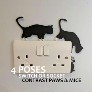 Cat & Mouse Switch/Socket Surround - 4 Black Cat Poses with Mice