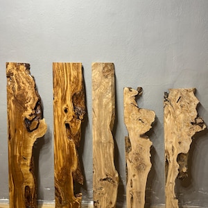 Live Edge Olive & Oleaster Wood Pieces: Rustic Decor, Natural or Varnished Options, Unique Handmade Wood, Raw edge wood slab, Unfinished