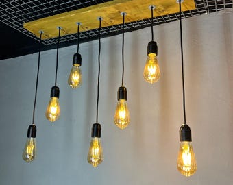 Custom Handmade Wooden Chandelier – Barn Wood Pendant Light Fixture with Industrial Farmhouse Style Rustic Ceiling Lighting Fixture