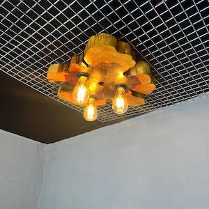 Live Edge Juniper Wood Chandelier: Rustic Farmhouse Pendant Light