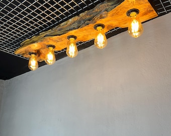 Live Edge Olive Wood Light Fixture – Cozy Handmade Rustic Chandelier for Winter & Christmas Home