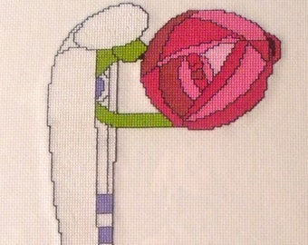 The Lady and The Rose Cross Stitch Pattern