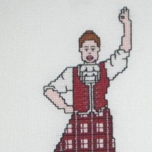 Highland Dancer in Red Tartan Cross Stitch Pattern