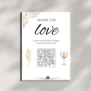 Hochzeit QR-Code Zeichen druckbar, Foto teilen Zeichen, bearbeitbare scannbare Vorlage, Erinnerungen festhalten Zeichen, herunterladbare Hochzeitszeichen