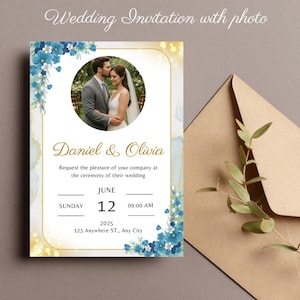Photo Wedding Invitation Template – Printable, Customizable Photo Invite for Modern Weddings
