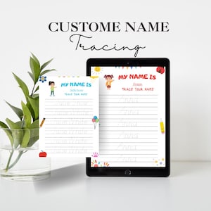 Custom Name Tracing Worksheet (2 Pages) – Personalized Handwriting Practice Sheet for Kids, Editable Name Tracing Pages, Learn to Write Name