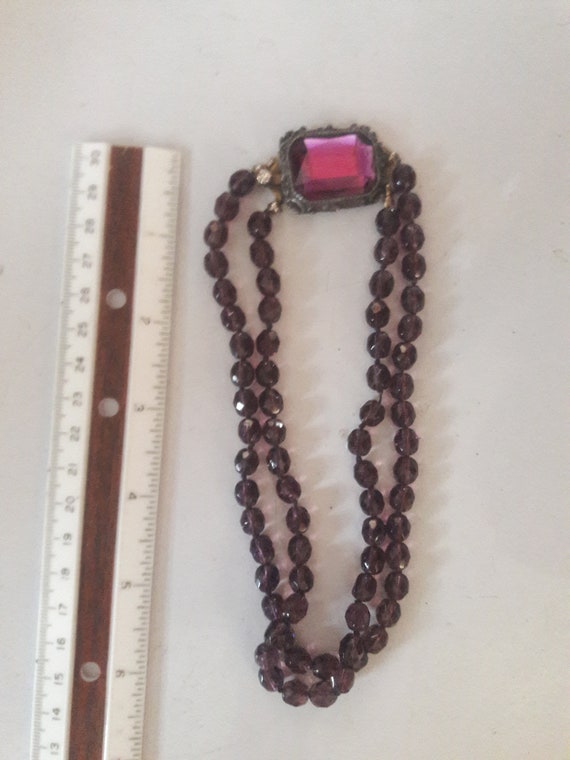 Vintage Amethyst / Purple Crystal Double Strand Be