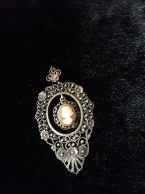 Antique Edwardian 800 Silver Filigree Dangling Ca… - image 3