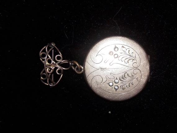 Vintage O.T. Engraved Paste Dangling/Drop Locket … - image 1