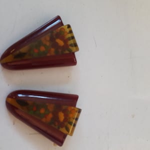 Vintage Bakelite Reverse Carved Floral Fur / Dress Clips