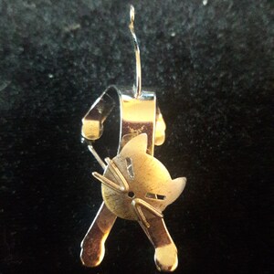 Vint BEAU Sterling 925 3D Cat Pin w/ Moveable Head - Charming !!