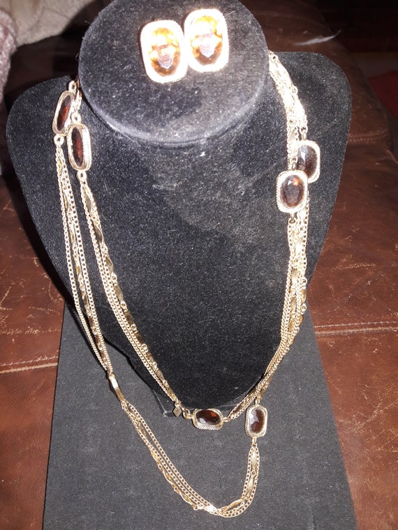 Vintage Sarah Coventry Golden Embers Long Necklace