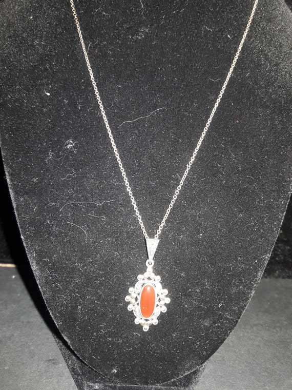 Victorian Sterling Silver 925 Carnelian Marcasite… - image 3