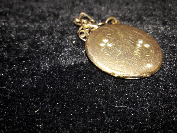 Vintage O.T. Engraved Paste Dangling/Drop Locket … - image 3