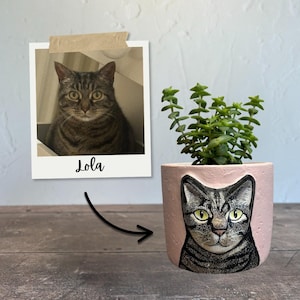 Custom Cat Planter With 3D Face | Personalised Pet Portrait | Memorial Pot