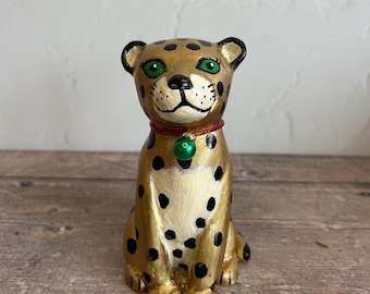 Goldene Leopard Figur | Eco Resin Dschungel Dekor