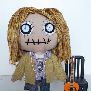 Kurt Cobain Rag Doll, Kurt Cobain Custom Doll, Kurt Cobain Cloth Doll, Kurt Cobain Fabric Doll, Kurt Cobain Barbie, Kurt Cobain Painting