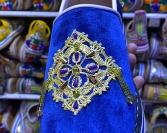Handgefertigte marokkanische Leder Babouche Hausschuhe: Berber Schaffell Schuhe