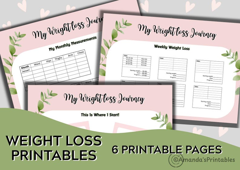 Weight Loss Journey Printable (pink) - Etsy