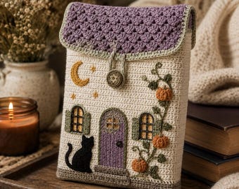 Crochet Kindle Sleeve Pattern: Haunted Cottage E-Reader & Book Sleeve PDF