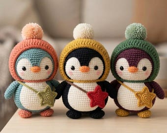 Crochet Penguin Amigurumi Pattern | Cuddly Plush Toy, Hooded Penguin (PDF Download)