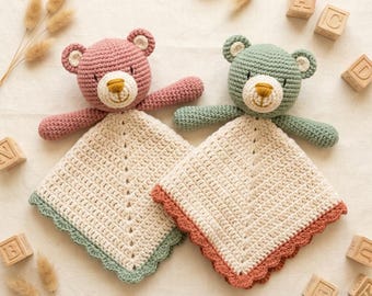 Crochet Bear Lovey Pattern, Amigurumi Comforter Blanket Security Toy (PDF Download)