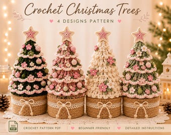 Crochet Christmas Tree Pattern Bundle | 4 Festive Holiday Designs (PDF)