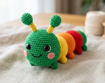 Crochet Caterpillar Amigurumi Pattern, Beginner Friendly Plush Toy (PDF)