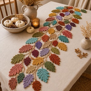 Autumn Leaf Table Runner Crochet Pattern PDF: Colorful Fall Leaves Garland, Beginner-Friendly Digital Download