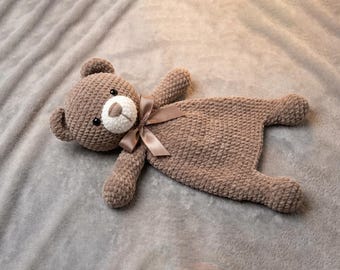 Crochet Bear Snuggler Pattern, Chenille Lovey Tutorial, Baby Comfort Toy (PDF Download)