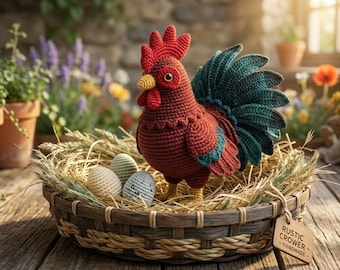Realistic Rooster Crochet Pattern | Farm Animal Amigurumi | Intermediate Guide (PDF)
