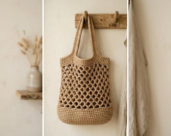 Chunky Crochet Mesh Tote Bag Pattern, Easy Crochet Bag PDF, Beginner Crochet Tote Pattern, Summer Bag Crochet Pattern, Mesh Tote Bag PDF