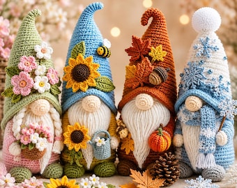 Four Seasons Amigurumi Gnome Crochet Pattern Bundle (Digital Download)