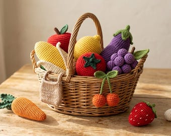 30 Crochet Pattern Bundle! Fruit Vegetable Patterns: Farmer's Market Amigurumi Bundle (PDF Download)