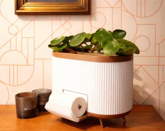 Modern Dog Poop Bag Dispenser Planter, Pet Accessory Organizer, Decorative Home Decor