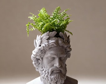Vaso para plantas em formato de deus grego / Vaso para jardinagem / Decoração elegante e luxuosa para plantas de interior