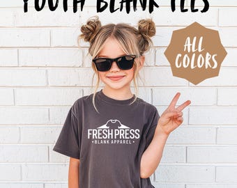 Comfort Colors® Blank Youth T-Shirt – Garment Dyed Vintage Style Tee | Heavyweight Relaxed Fit Crewneck | Youth 9018 & Adult 1717 Matching