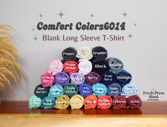 Comfort Colors® 6014 Blank Shirt | Unisex Garment-Dyed Heavyweight Long Sleeve Tee, Adult Vintage Style Crew Neck Tee | Wholesale T-Shirts