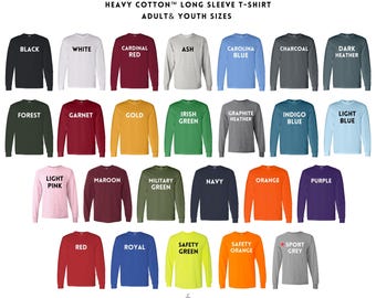 Gildan 5400 Blank Long Sleeve Shirt Heavy Cotton – Plain Tees for Printing | Unisex Adult & Youth Tees | T-Shirt Bulk Wholesale Colors