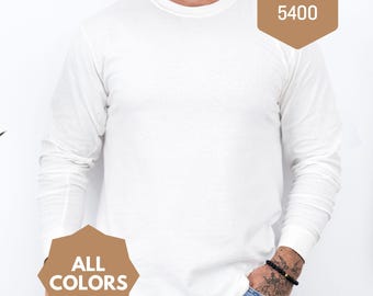 Blank Long Sleeve White Cotton Shirt – Gildan 5400 Plain Tee for Printing | Unisex Adult & Youth Tees | T-Shirt Bulk Wholesale Colors