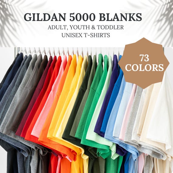 Gildan 5000 Blank Shirt Heavy Cotton – Plain Tees for Printing | Unisex Adult, Youth & Toddler Tees | T-Shirt Bulk Wholesale | 5100P 5000B