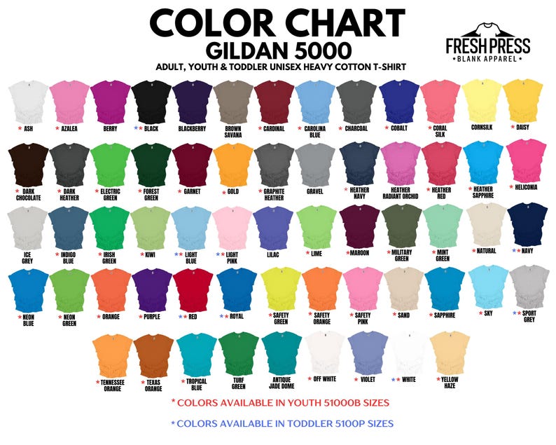 Gildan 5000 Blank Shirt Heavy Cotton – Plain Tees for Printing | Unisex Adult, Youth & Toddler Tees | T-Shirt Bulk Wholesale | 5100P 5000B bild 3