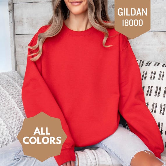 Red Blank Sweatshirt | Gildan 18000 Unisex Heavy Blend™ Crewneck Pullover DTG, HTV, Screen Printing & Embroidery | Also Youth Sizes 18000B